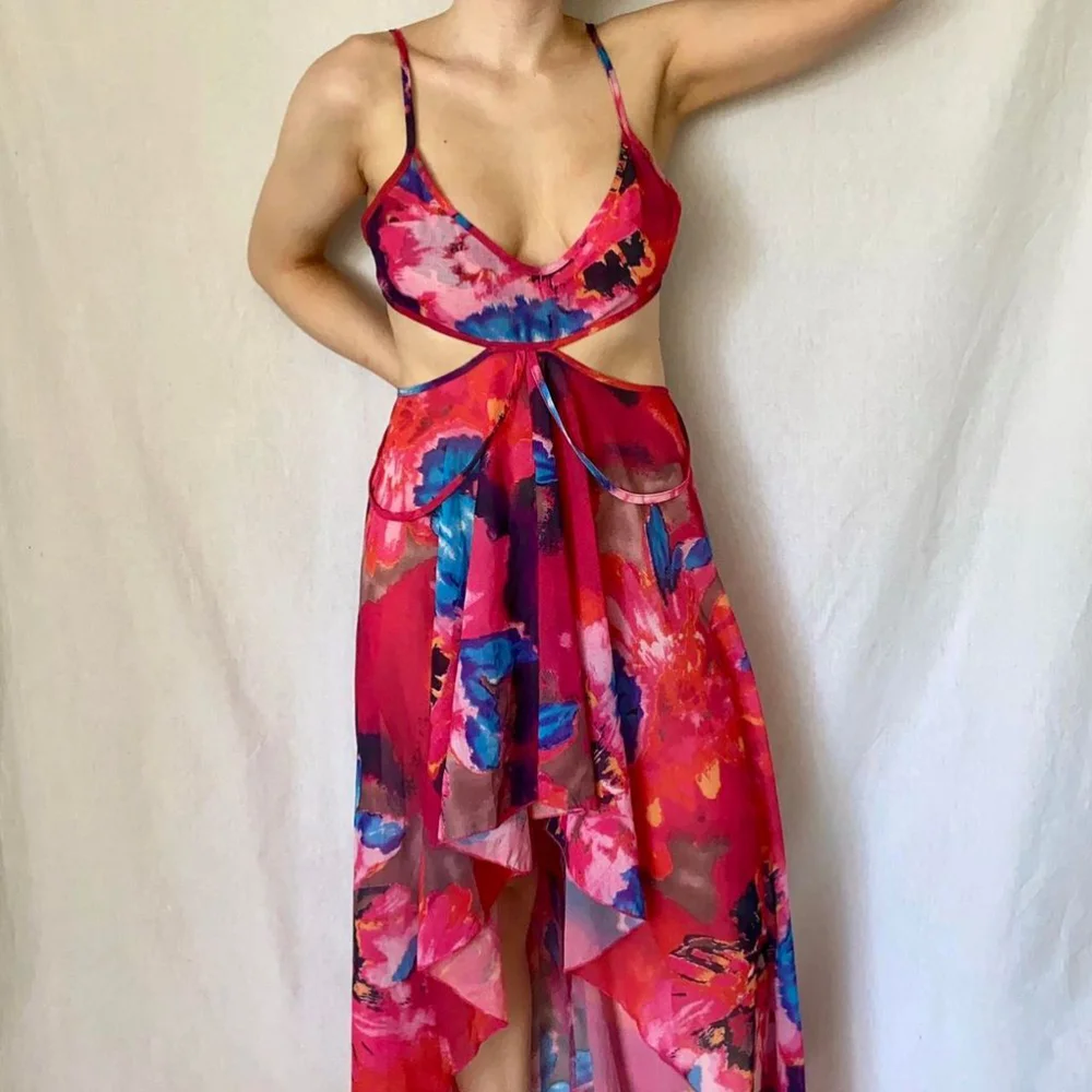 Flowy Sheer High-Low Dress (XL) - Picture 2 of 4